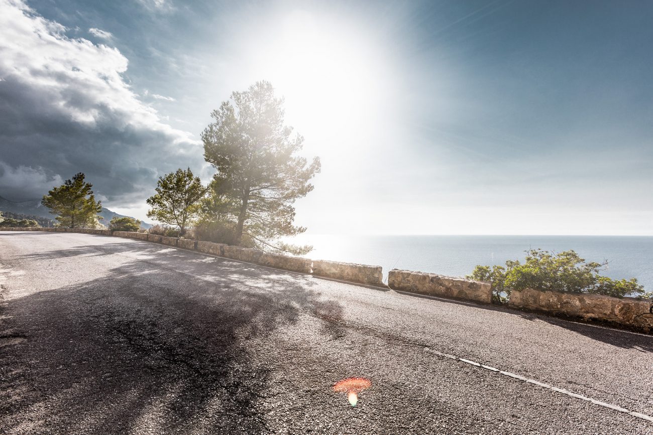Mallorca waterfront Balearic road automotive background